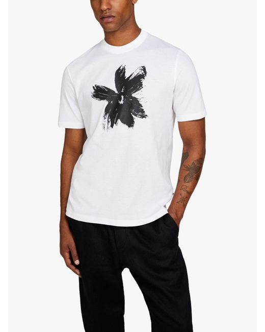 Sisley White Organic Ribbed Crew Neck Cotton T-shirt for men