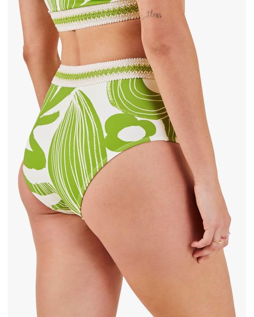 Accessorize Green Squiggle High Waist Bikini Bottoms