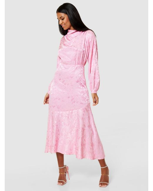 Closet Pink A-line Jacquard Print Midi Dress
