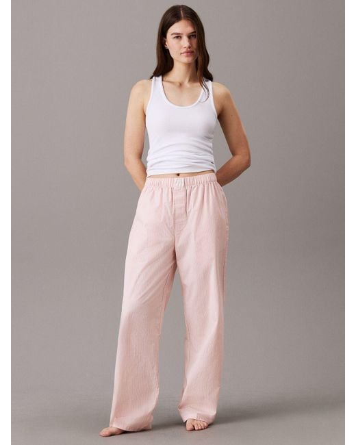 Calvin Klein Pink Pinstripe Cotton Pyjama Bottoms