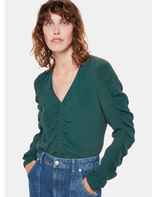 Whistles Green Lilly Gather Front Top