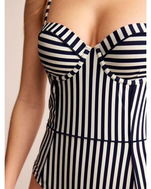 Boden Green Striped Underwired Swimsuit