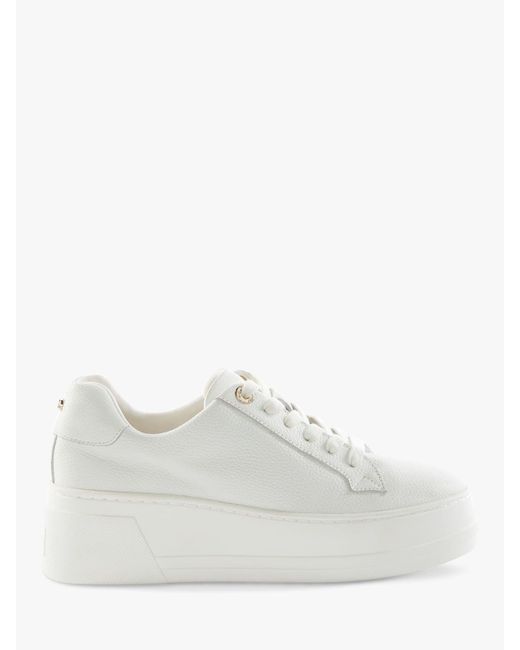 Dune White Episode Leather Reptile Detail Flatform Trainers