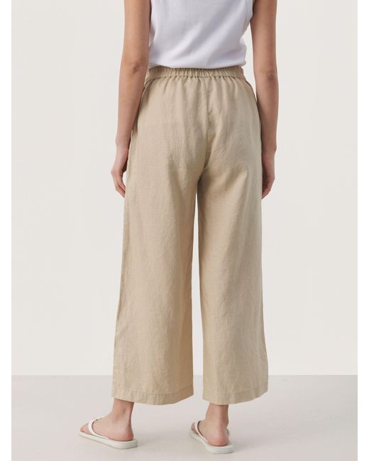 Part Two Natural Petrines Linen Wide Leg Cropped Trousers