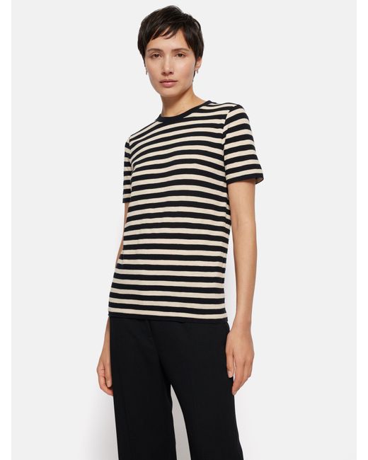 Jigsaw White Cotton Stripe T-shirt