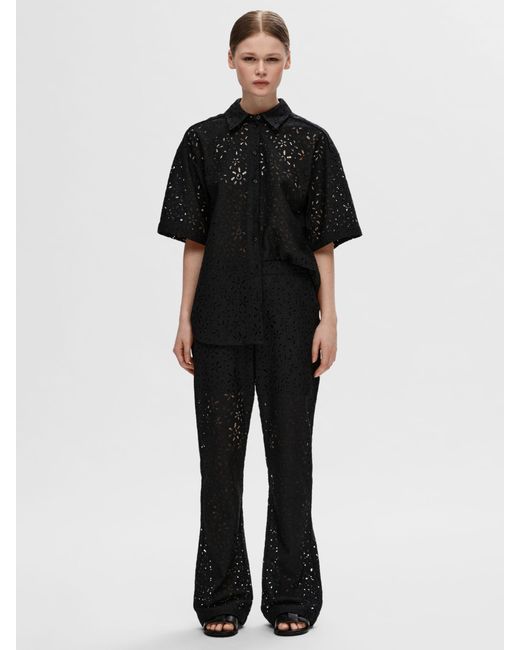 SELECTED Black Karola Lace Flared Trousers