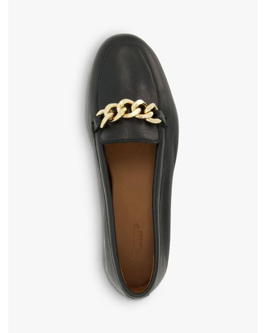 Dune Black Goldsmith Wide Fit Leather Chain Detail Loafers