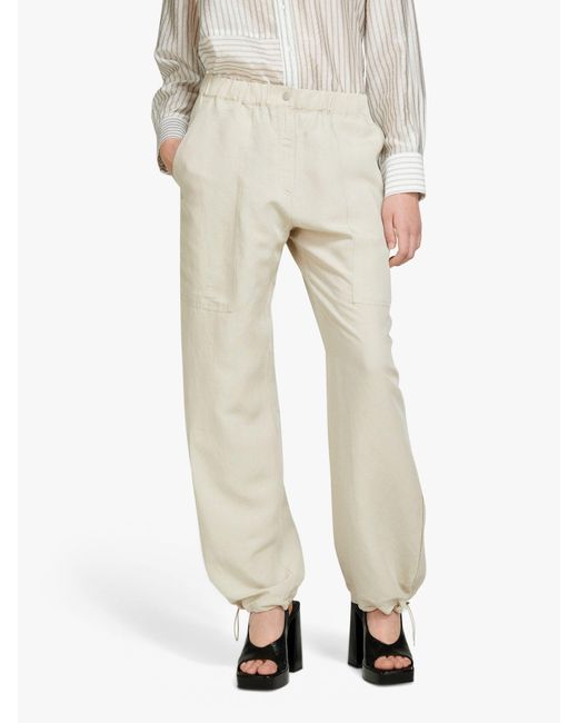 Sisley Natural Linen Blend Cargo Trousers