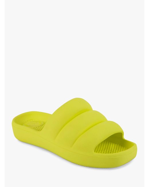 Totes Yellow Puffy Slider Sandals