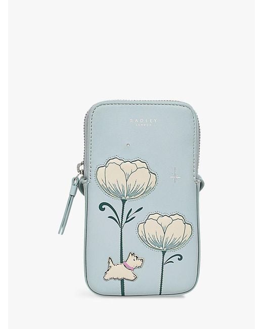 Radley Blue Spring Rose Medium Zip Around Phone Crossbody Bag