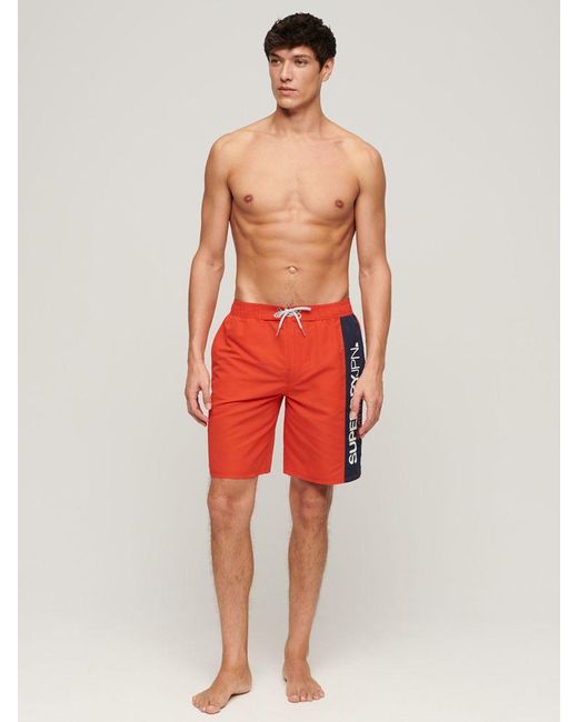 Superdry Red Sportswear Logo 19" Recycled Boardshorts for men