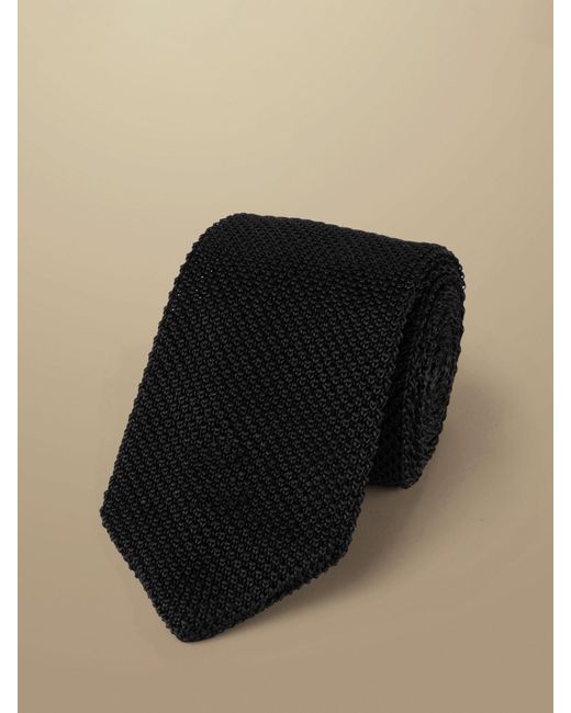 Charles Tyrwhitt Black Silk Knit Slim Tie for men