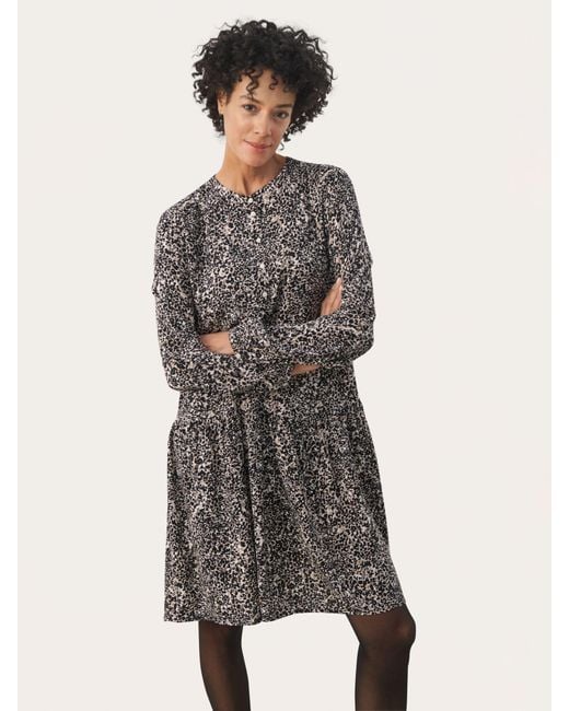 Part Two Gray Allie Abstract Relaxed Fit Knee Length Dress