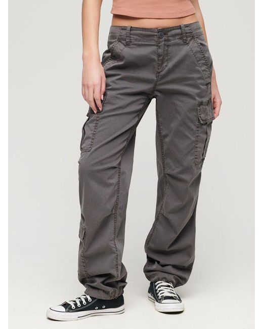 Superdry Gray Low Rise Straight Cargo Pants