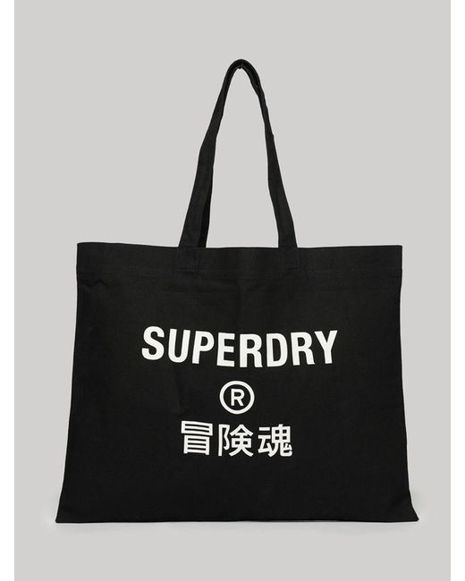 Superdry Black Cotton Tote Bag