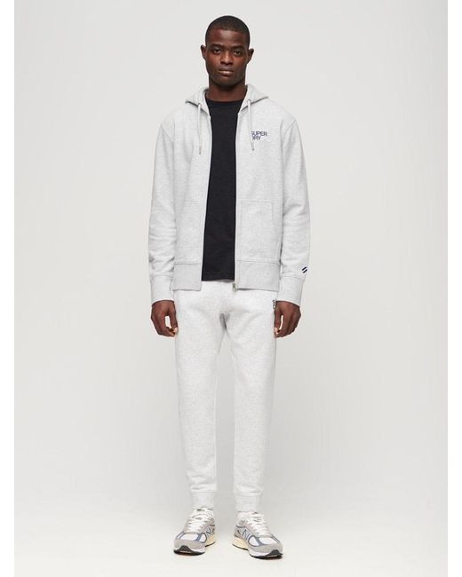 Superdry White Sportswear Logo Loose Zip Hoodie for men
