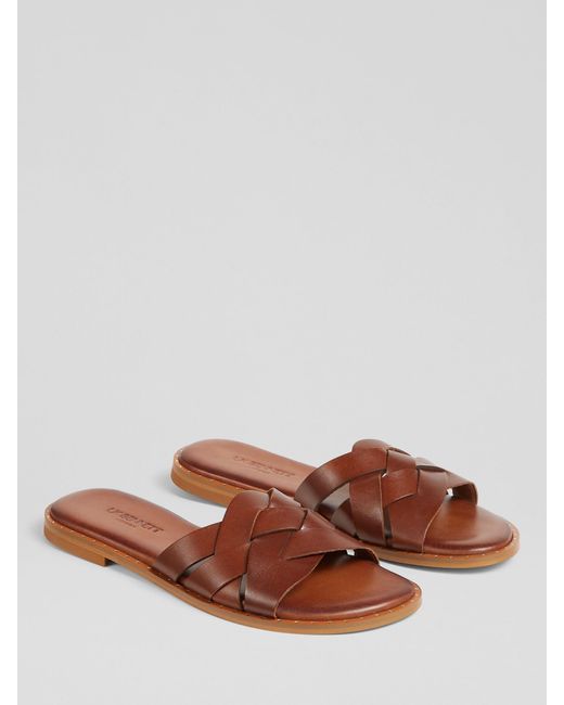L.K.Bennett Brown Amara Leather Flat Sandals
