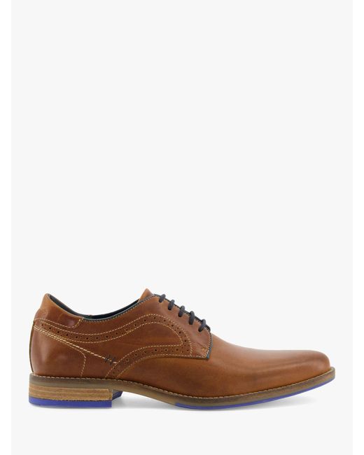 Dune Brown Bintom Stitch Detail Derby Shoes for men