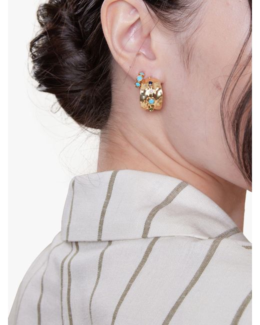 Orelia Metallic Turquoise Huggie Hoop Earrings