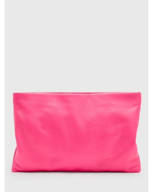 AllSaints Pink Bettina Soft Leather Clutch Bag