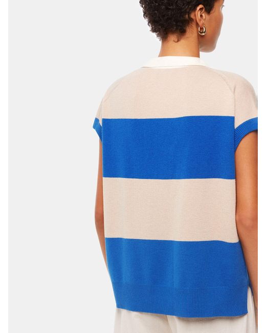 Whistles Blue Stripe Lyla Knitted Polo