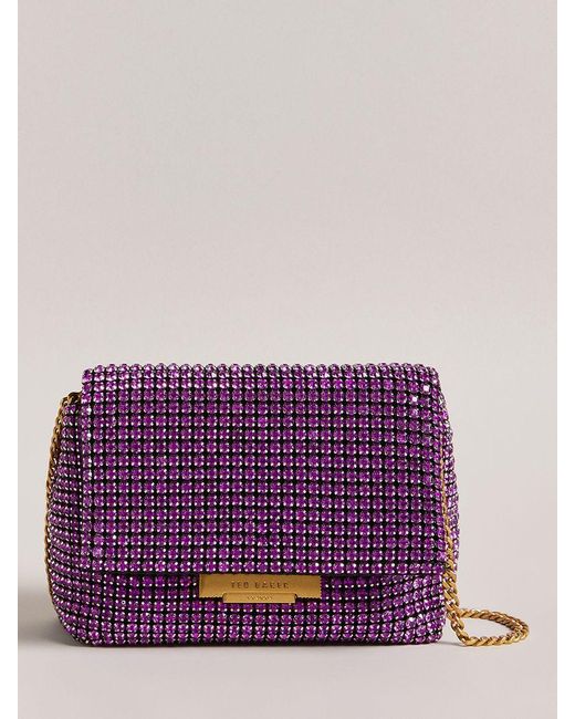 Ted Baker Purple Gliters Crystal Embellished Clutch Bag