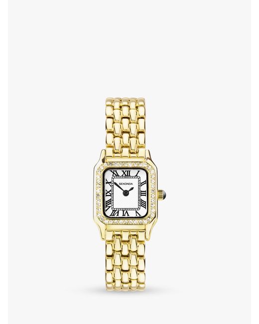 Sekonda Metallic Monica Crystal Rectangle Dial Bracelet Strap Watch