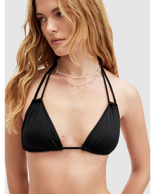 AllSaints Black Erica Halterneck String Bikini Top