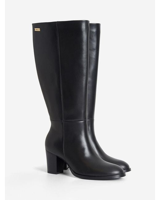 Barbour Black Gloria Leather Knee High Boots