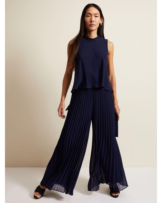 Phase Eight Blue Eden Pleated Jumpsuit