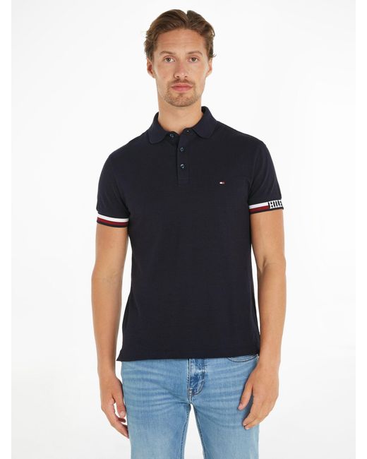 Tommy Hilfiger Black Monotype Slim Fit Polo Top for men