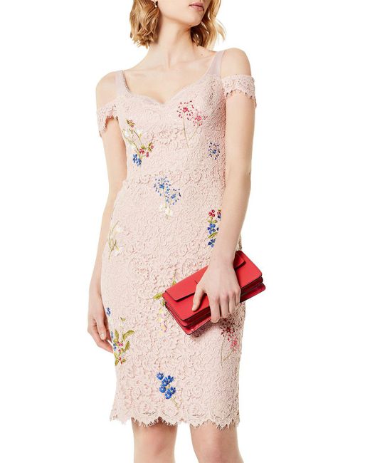 Karen Millen Pink Floral Lace Dress