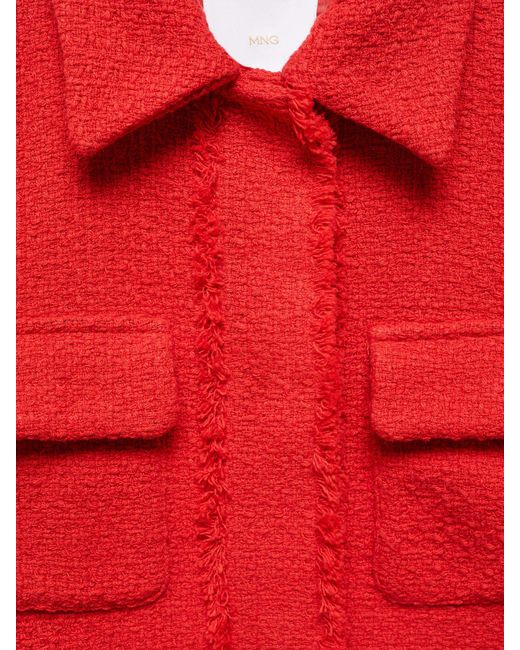 Mango Red Cintia Tweed Cropped Jacket