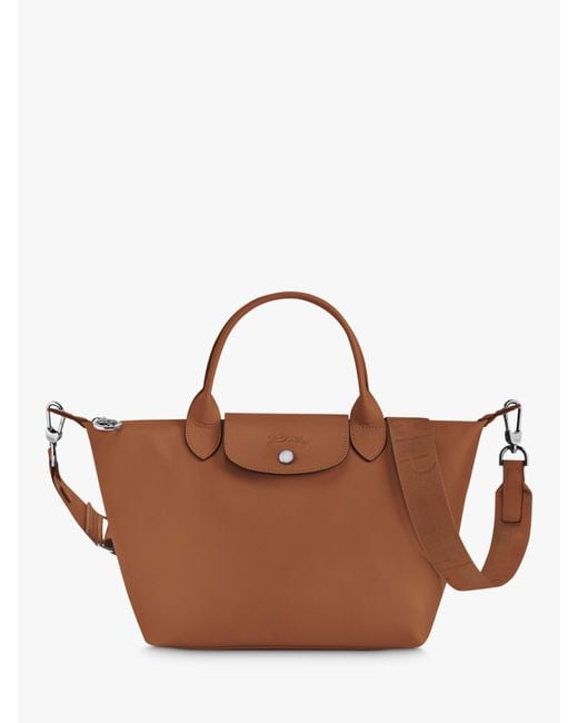 Longchamp Brown Le Pliage Xtra Small Leather Top Handle Bag
