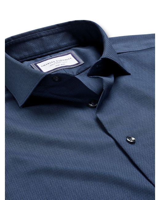 Charles Tyrwhitt Blue Diamond Stretch Texture Non-iron Slim Fit Shirt for men