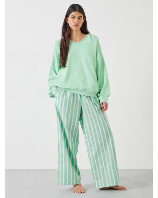 Hush Green Adair Vertical Stripe Pyjama Trousers
