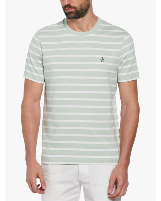 Original Penguin Gray Breton Stripe Short Sleeve T-shirt for men