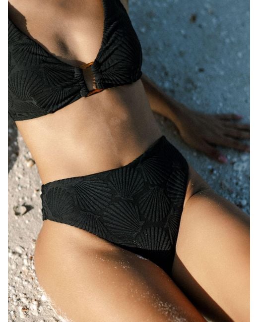 Chelsea Peers Black Jacquard Shell High Waist Bikini Bottoms