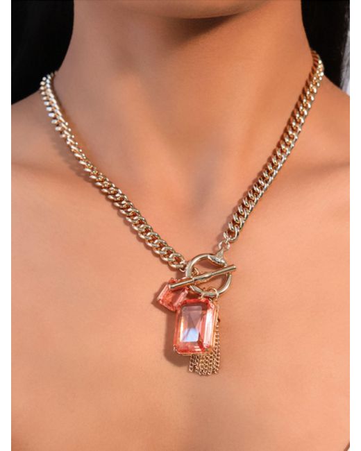 Ralph Lauren Metallic Lauren Stone Toggle Pendant Necklace