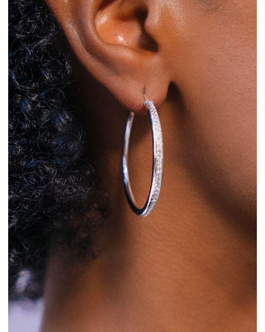 Ralph Lauren White Lauren Crystal Hoop Earrings