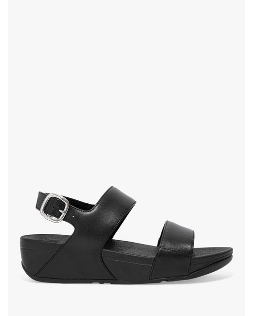 Fitflop Black Lulu Leather Wedge Heel Sandals
