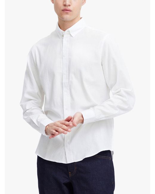Casual Friday White Anton Fil A Fil Long Sleeve Shirt for men