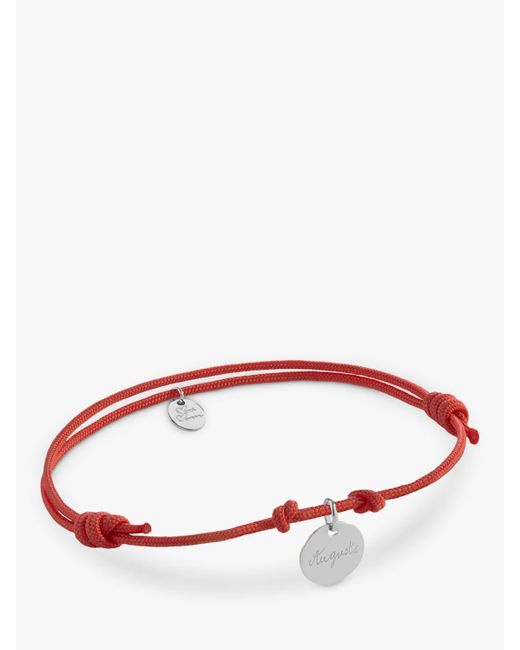 Merci Maman Red Personalised Disc Charm Braided Bracelet