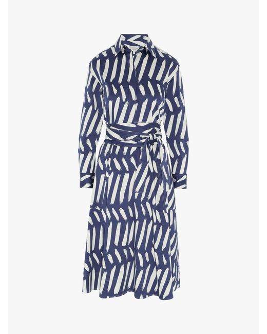 Jasper Conran Blue Blythe Abstract Print Full Skirt Midi Shirt Dress