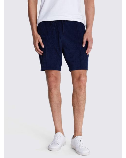 Moss Bros Blue Terry Towelling Shorts for men