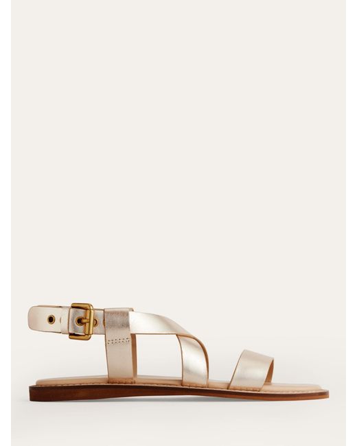 Boden Natural Cross Strap Leather Flat Sandals