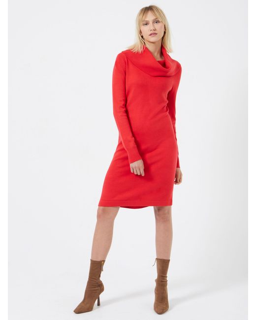 French Connection Red Babysoft Cowl Neck Jumper Dress
