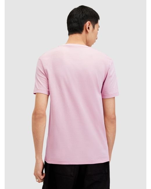 AllSaints Pink Brace Contrast Organic Cotton Short Sleeve T-shirt for men