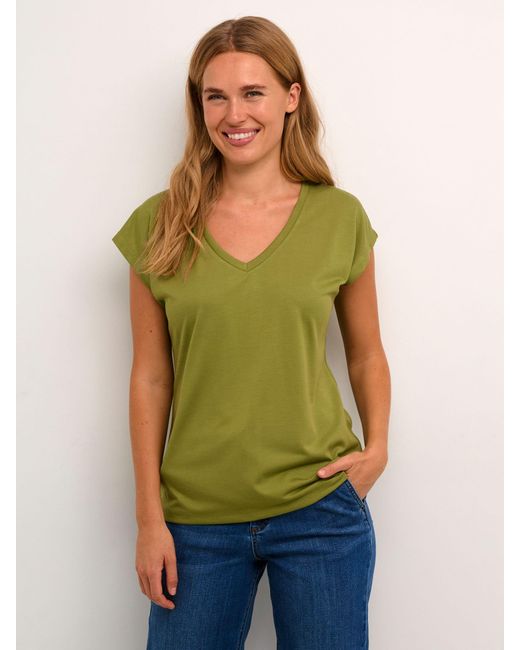 Kaffe Green Lise V-neck T-shirt