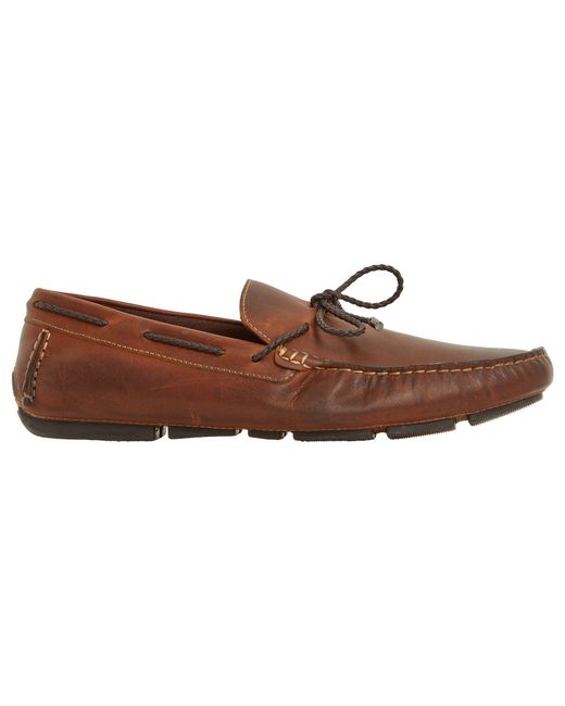Dune Brown Barnacle Leather Driving Loafers for men